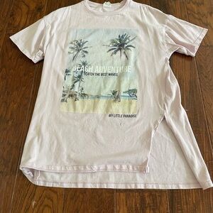 Pink Graphic Dress with Beach Print